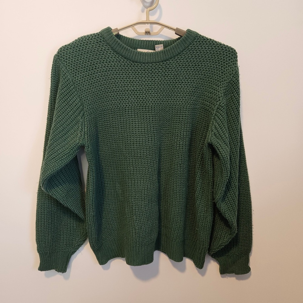 Vintage Reef II Chunky Knit Crew Neck Sweater Medium Green Holiday 90s Christmas